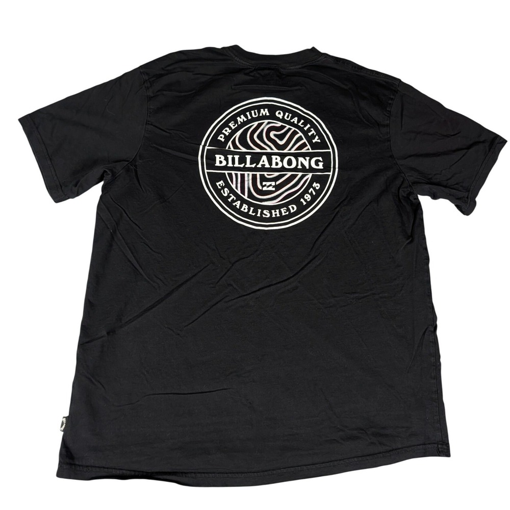 Billabong T-Shirt Mens XL Black Graphic Logo Premium Tee Excellent